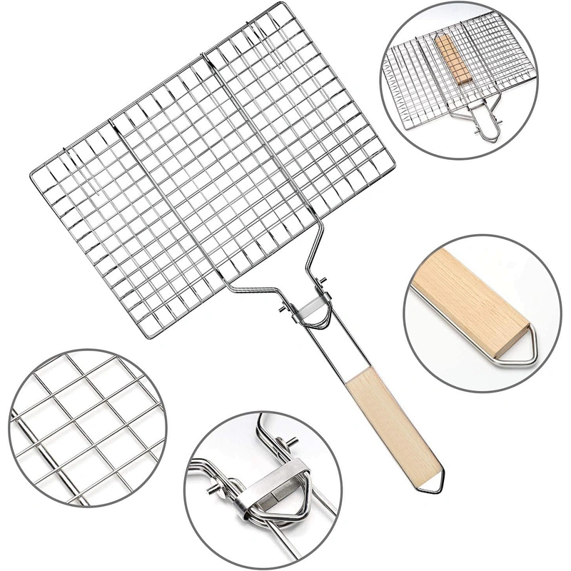 Portable Folding Fish Grill Basket Outdoor BBQ Grilling Basket