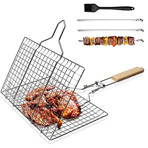 Portable Folding Fish Grill Basket Outdoor BBQ Grilling Basket