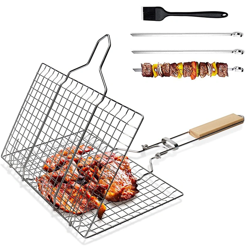Portable Folding Fish Grill Basket Outdoor BBQ Grilling Basket